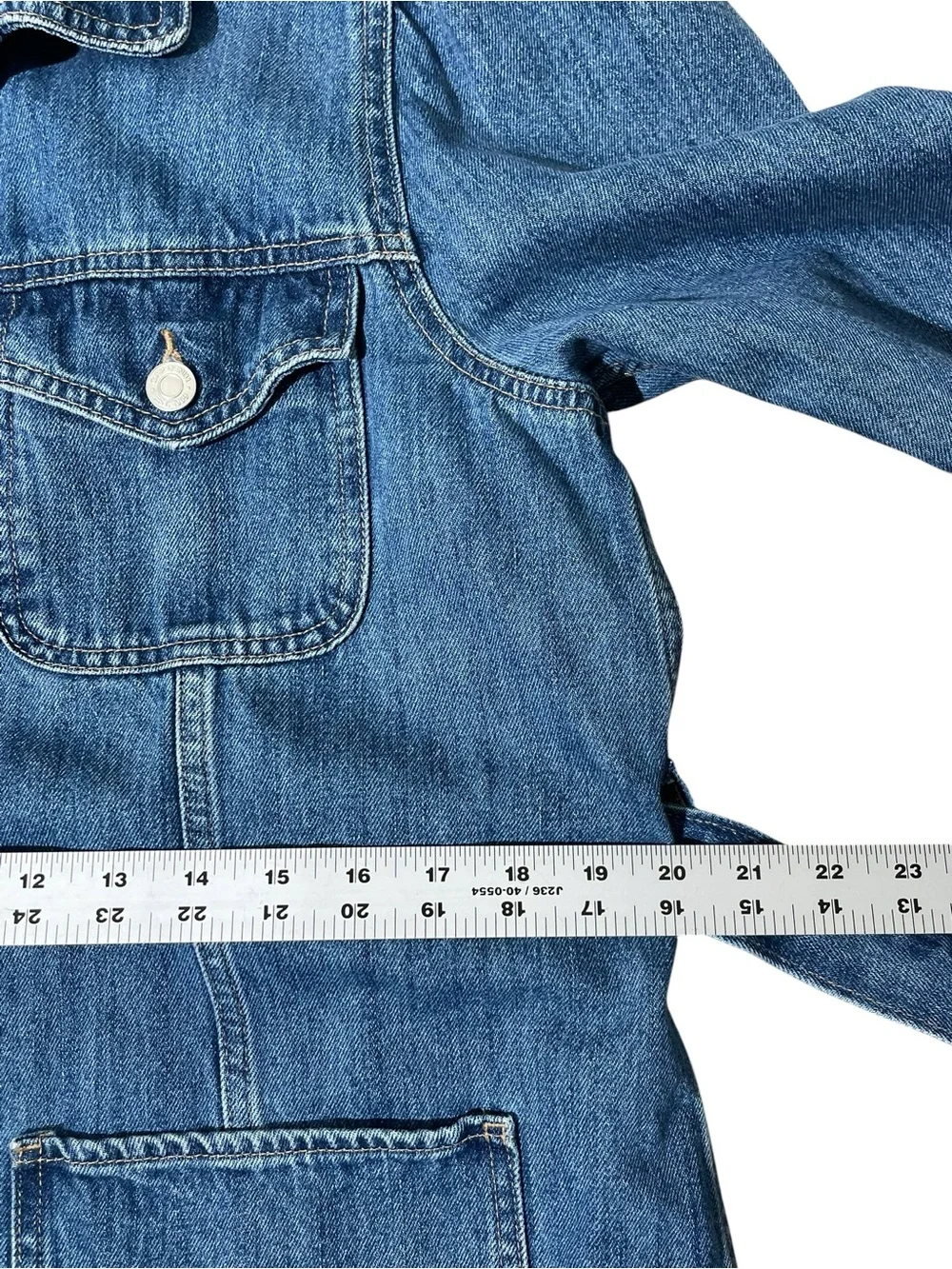 GAP Puff Sleeve Denim Field Surplus Jacket Belted Blue Trench Women's Sz L
